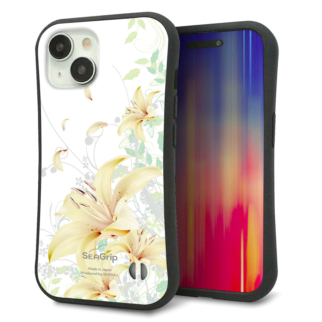 iPhone15 スマホケース 「SEA Grip」 グリップケース Sライン 【SC851 ユリ（ホワイト）】 UV印刷
