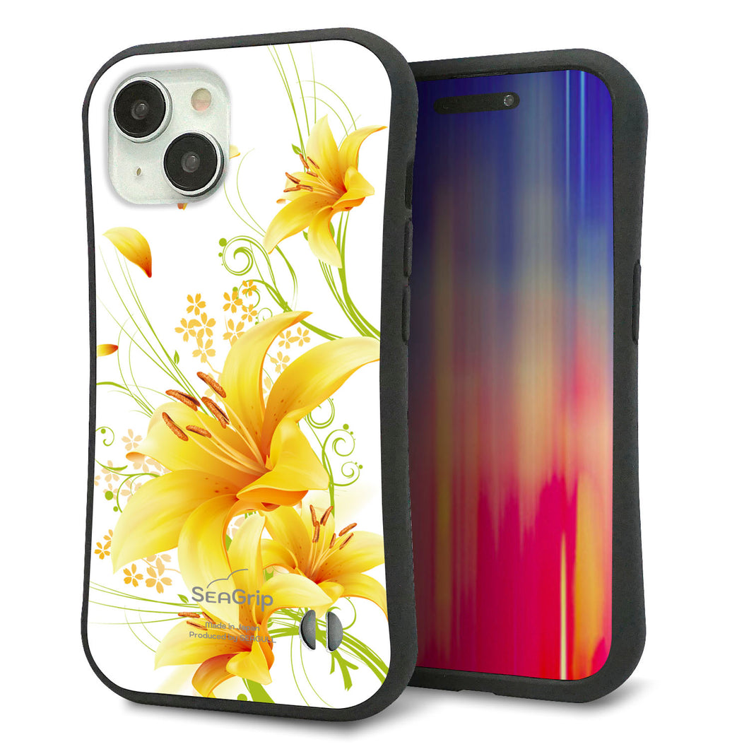 iPhone15 スマホケース 「SEA Grip」 グリップケース Sライン 【SC852 ユリ（イエロー）】 UV印刷