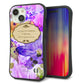 iPhone15 スマホケース 「SEA Grip」 グリップケース Sライン 【SC863 リバティプリント フラワーエンブレム（パープル）】 UV印刷