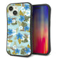 iPhone15 スマホケース 「SEA Grip」 グリップケース Sライン 【SC883 ハワイアンアロハレトロ（ブルー）】 UV印刷