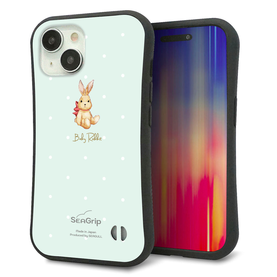 iPhone15 スマホケース 「SEA Grip」 グリップケース Sライン 【SC979 Baby Rabbit グリーン ガラプリ】 UV印刷