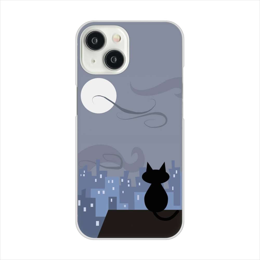iPhone15 高画質仕上げ 背面印刷 ハードケース夜とネコ