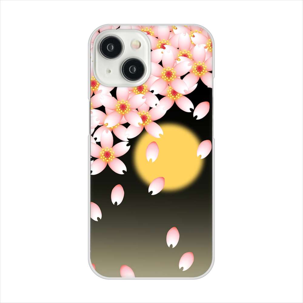 iPhone15 高画質仕上げ 背面印刷 ハードケース 【136 満月と夜桜】