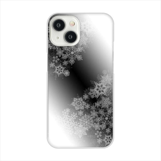 iPhone15 高画質仕上げ 背面印刷 ハードケース 【YJ340 モノトーン 雪の結晶 】