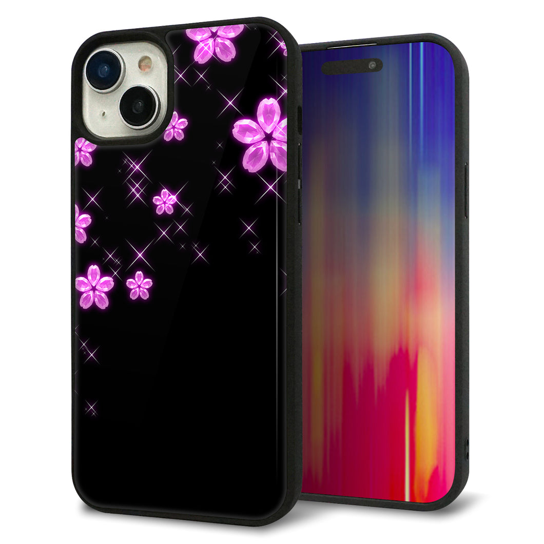 iPhone15 Plus 強化ガラス＆TPUスマホケース ガラプリ【019 桜クリスタル】
