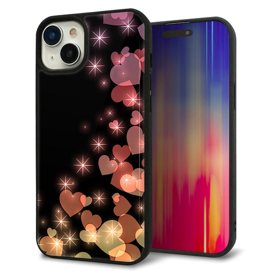 iPhone15 Plus 強化ガラス＆TPUスマホケース ガラプリ【020 夜のきらめきハート】