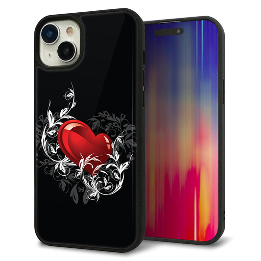 iPhone15 Plus 強化ガラス＆TPUスマホケース ガラプリ【032 クリスタルハート】