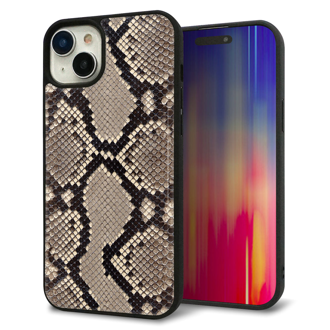 iPhone15 Plus 強化ガラス＆TPUスマホケース ガラプリ【049 ヘビ柄】