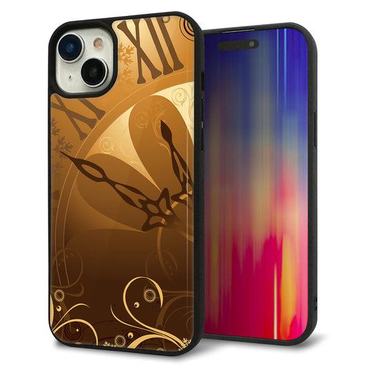 iPhone15 Plus 強化ガラス＆TPUスマホケース ガラプリ【185 時を刻む針】