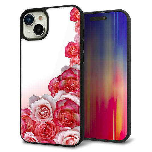 iPhone15 Plus 強化ガラス＆TPUスマホケース ガラプリ【299 薔薇の壁】