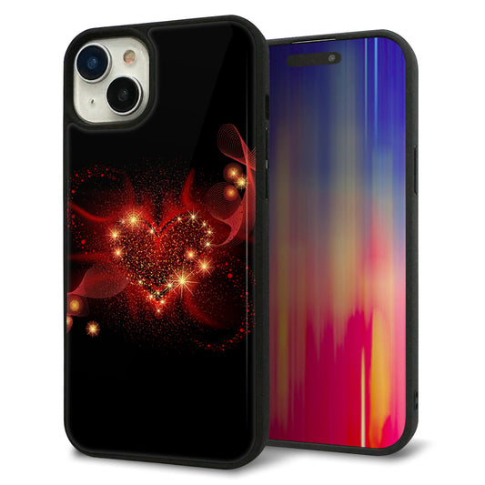 iPhone15 Plus 強化ガラス＆TPUスマホケース ガラプリ【382 ハートの創生】