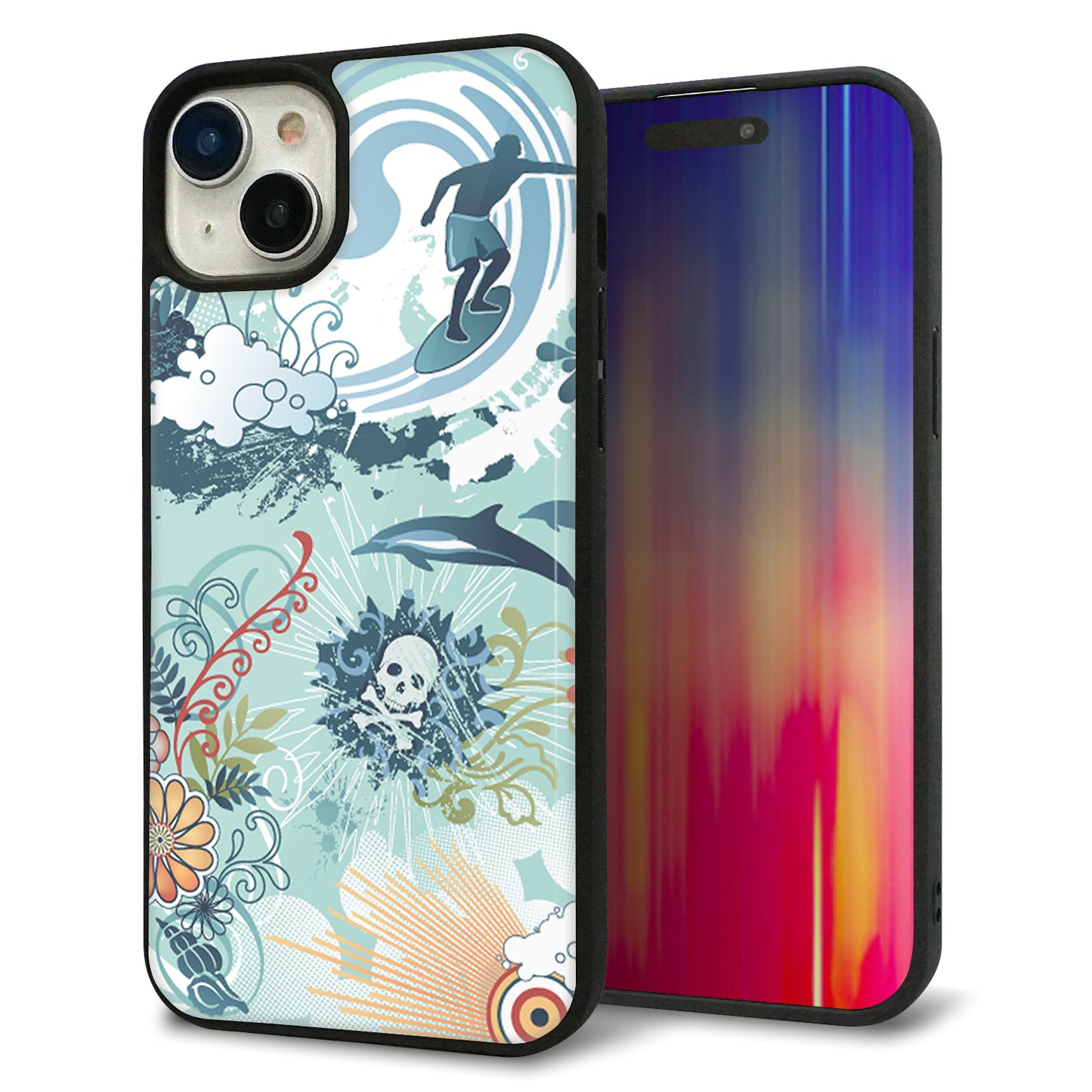 iPhone15 Plus 強化ガラス＆TPUスマホケース ガラプリ【431 ハワイ】