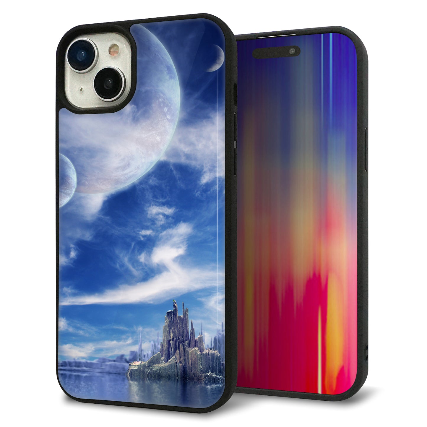 iPhone15 Plus 強化ガラス＆TPUスマホケース ガラプリ【1270 広がる宇宙】