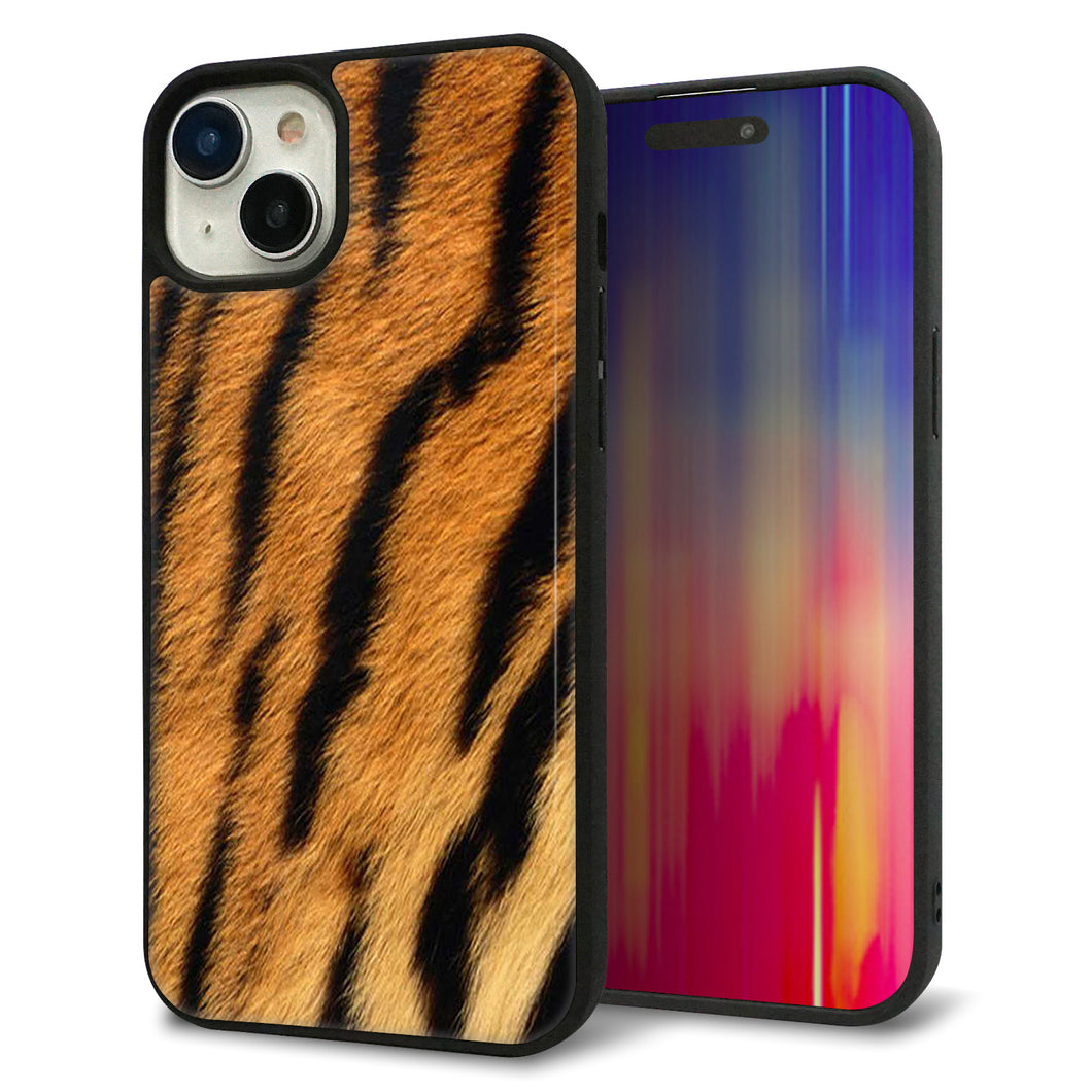 iPhone15 Plus 強化ガラス＆TPUスマホケース ガラプリ【EK847 虎柄】