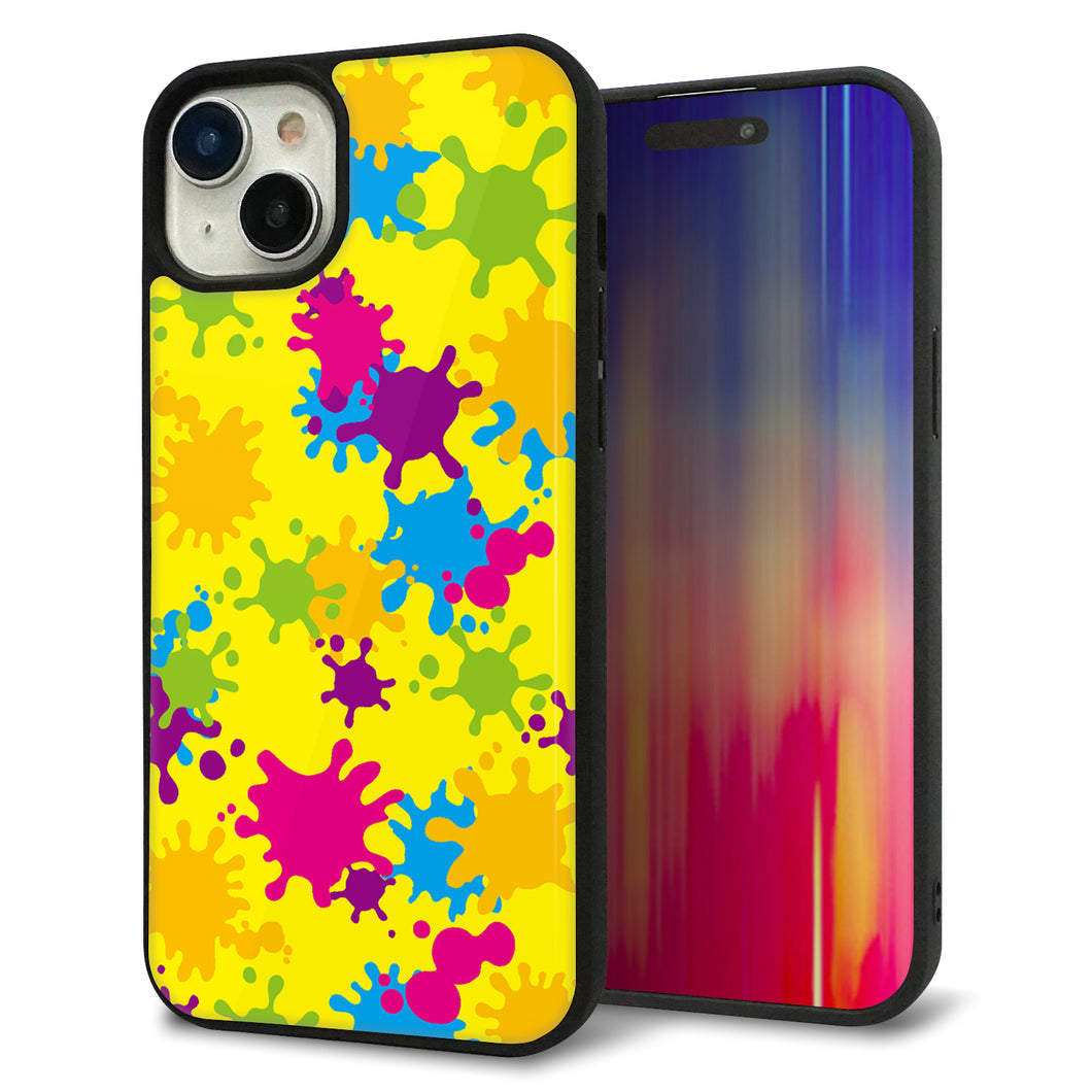 iPhone15 Plus 強化ガラス＆TPUスマホケース ガラプリ【MA879 ペイントイエロー】