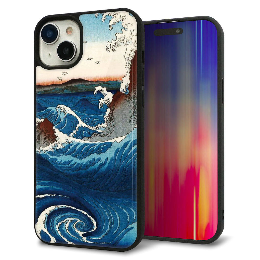 iPhone15 Plus 強化ガラス＆TPUスマホケース ガラプリ【MA968 波】