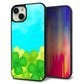 iPhone15 Plus 強化ガラス＆TPUスマホケース ガラプリ【VA820 四葉のクローバー畑】