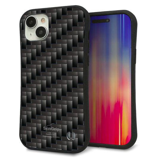 iPhone15 Plus スマホケース 「SEA Grip」 グリップケース Sライン 【461 カーボン】 UV印刷