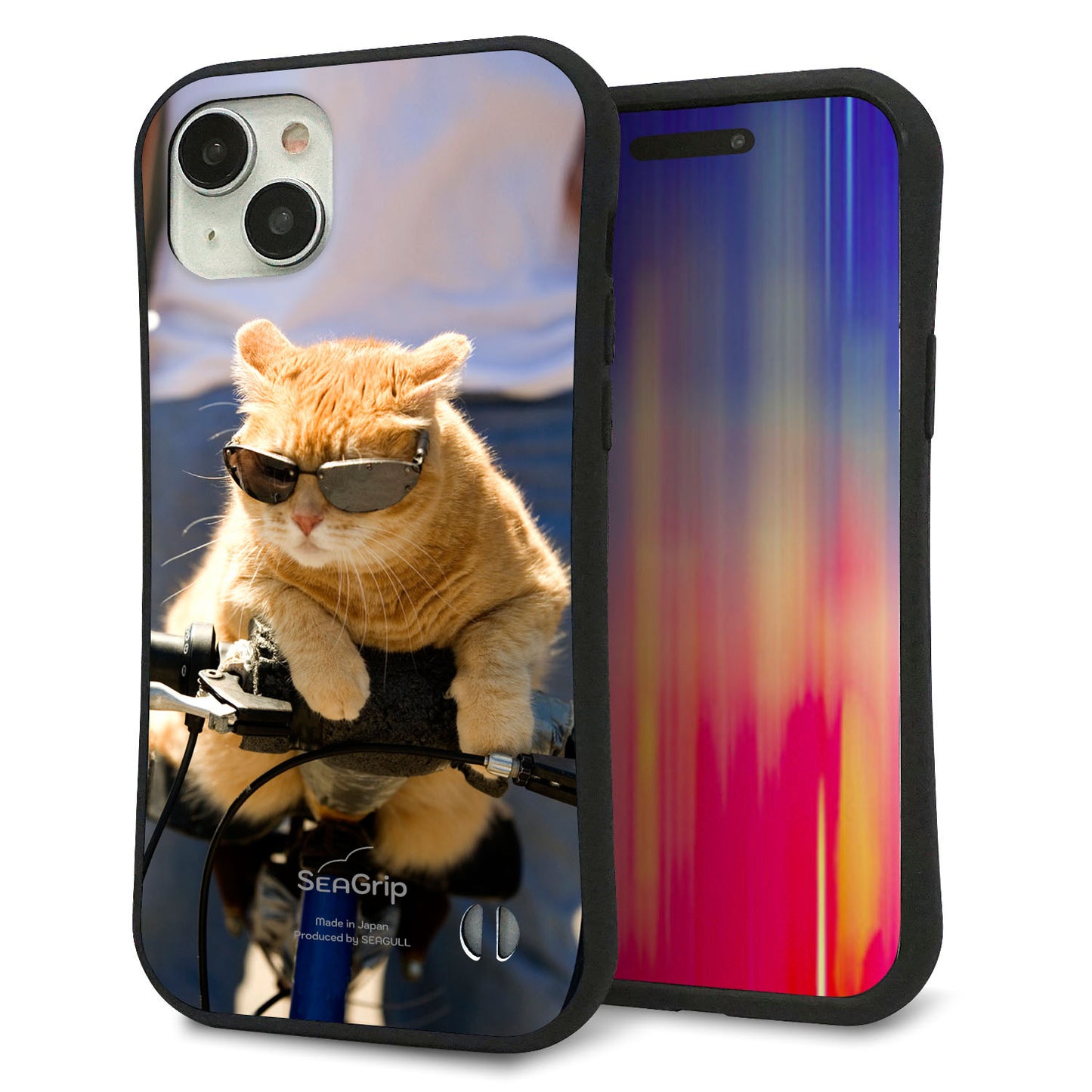 iPhone15 Plus スマホケース 「SEA Grip」 グリップケース Sライン 【595 にゃんとサイクル】 UV印刷