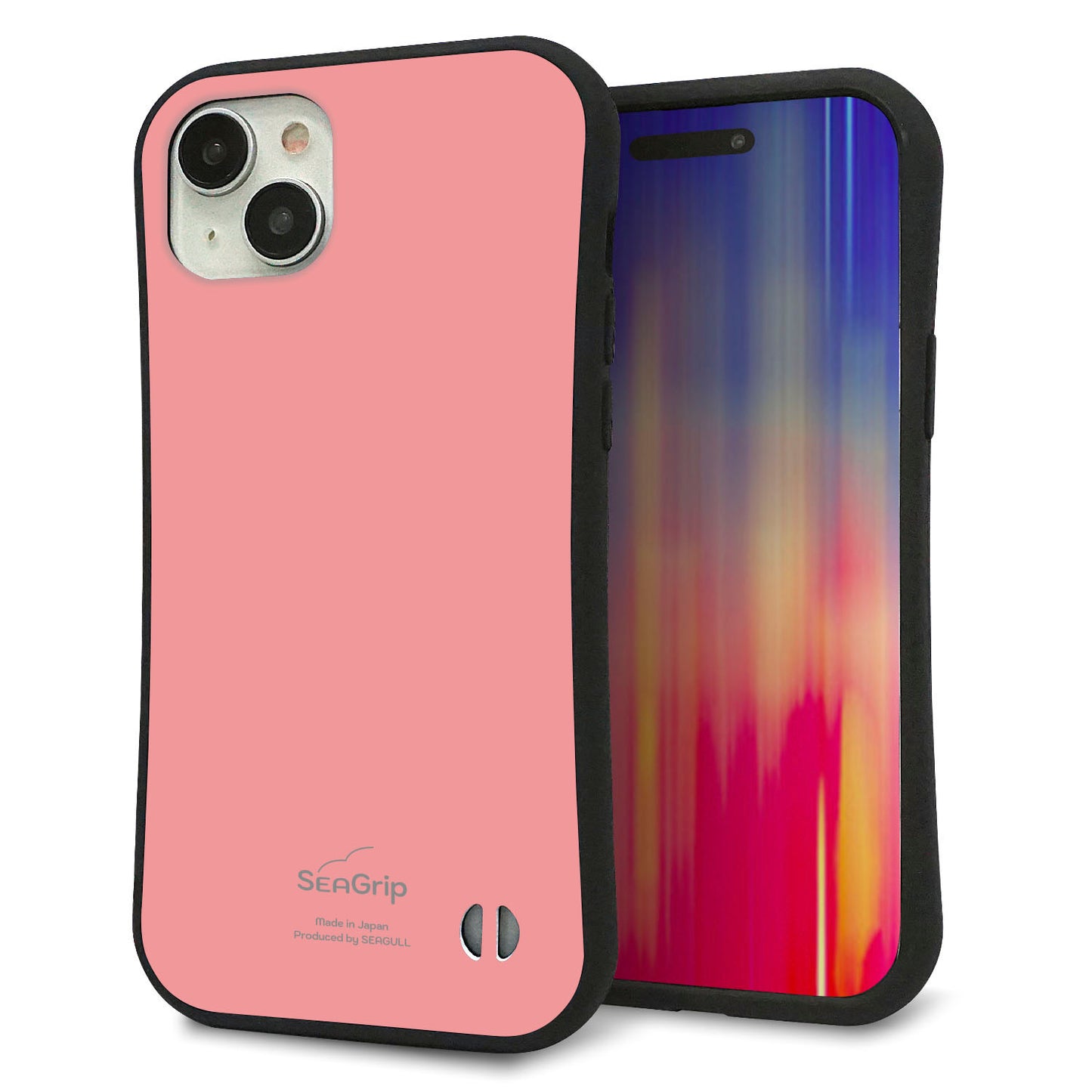 iPhone15 Plus スマホケース 「SEA Grip」 グリップケース Sライン 【KM902 パステルカラー(パステルレッド)】 UV印刷