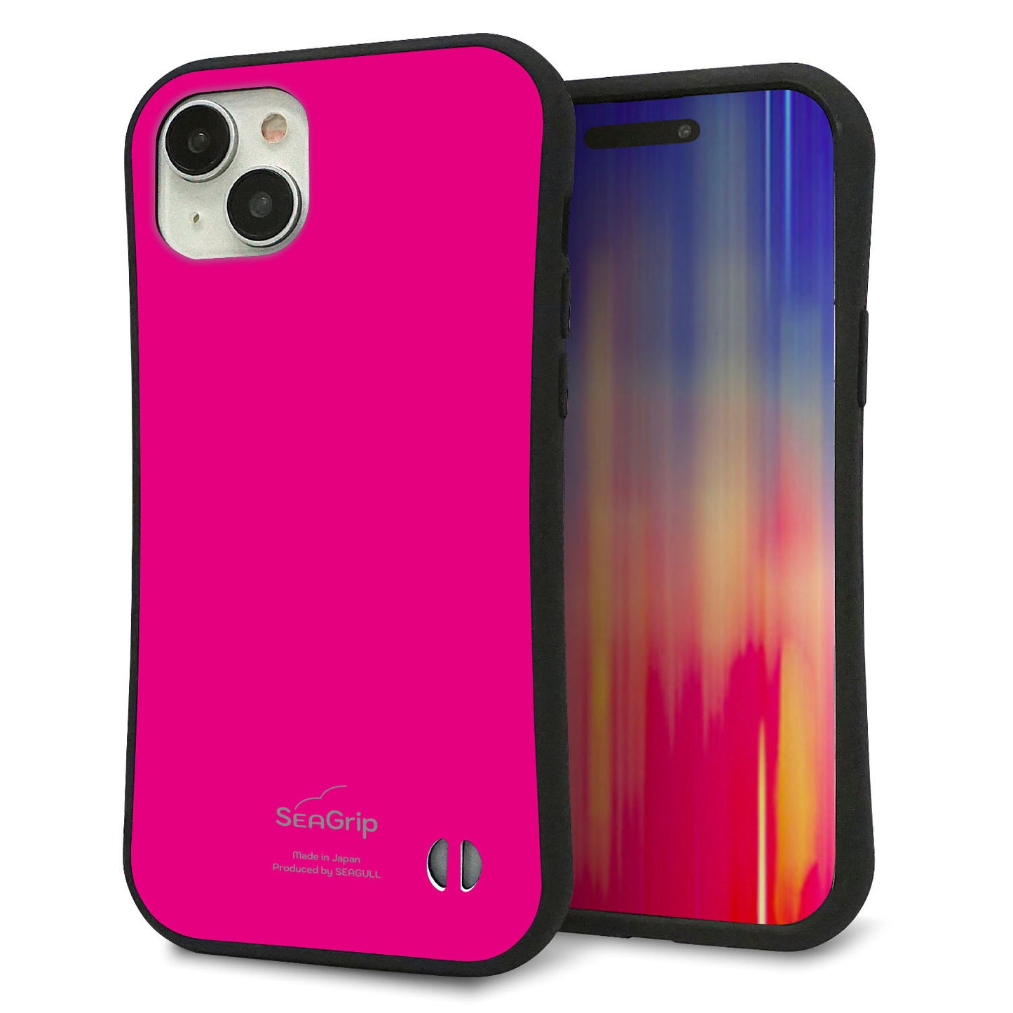 iPhone15 Plus スマホケース 「SEA Grip」 グリップケース Sライン 【KM910 ポップカラー(ピンク)】 UV印刷