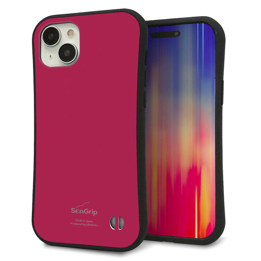 iPhone15 Plus スマホケース 「SEA Grip」 グリップケース Sライン 【KM921 レトロカラー(ダークピンク)】 UV印刷