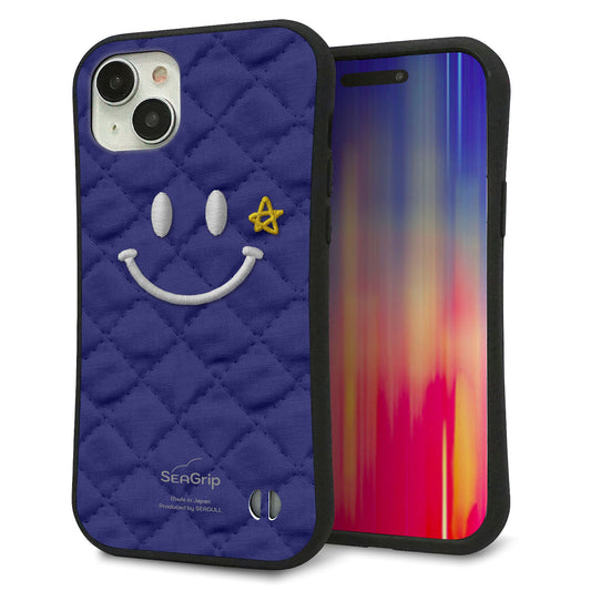 iPhone15 Plus スマホケース 「SEA Grip」 グリップケース Sライン 【KM935 スマイル スター ブルー 】 UV印刷