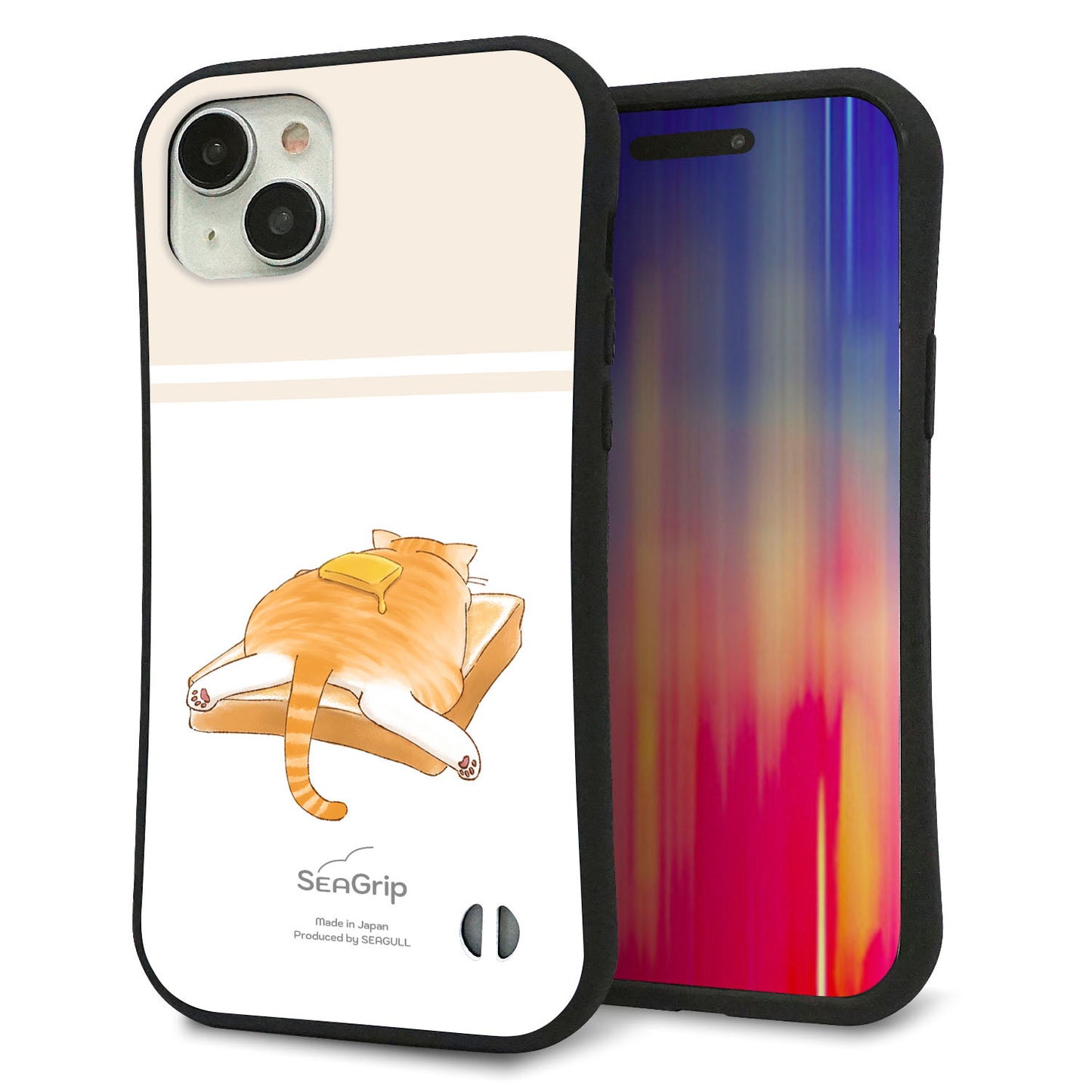 iPhone15 Plus スマホケース 「SEA Grip」 グリップケース Sライン 【KM959 バター】 UV印刷