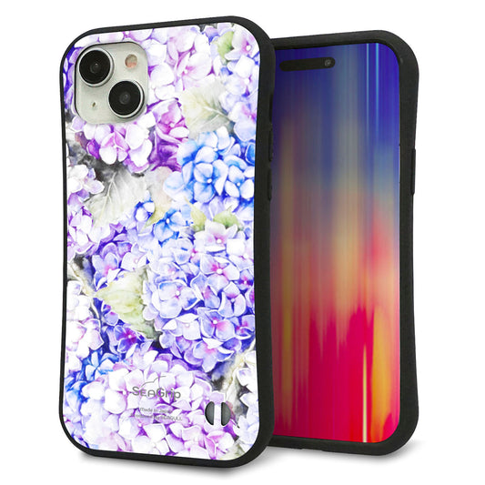 iPhone15 Plus スマホケース 「SEA Grip」 グリップケース Sライン 【MA871 紫陽花】 UV印刷