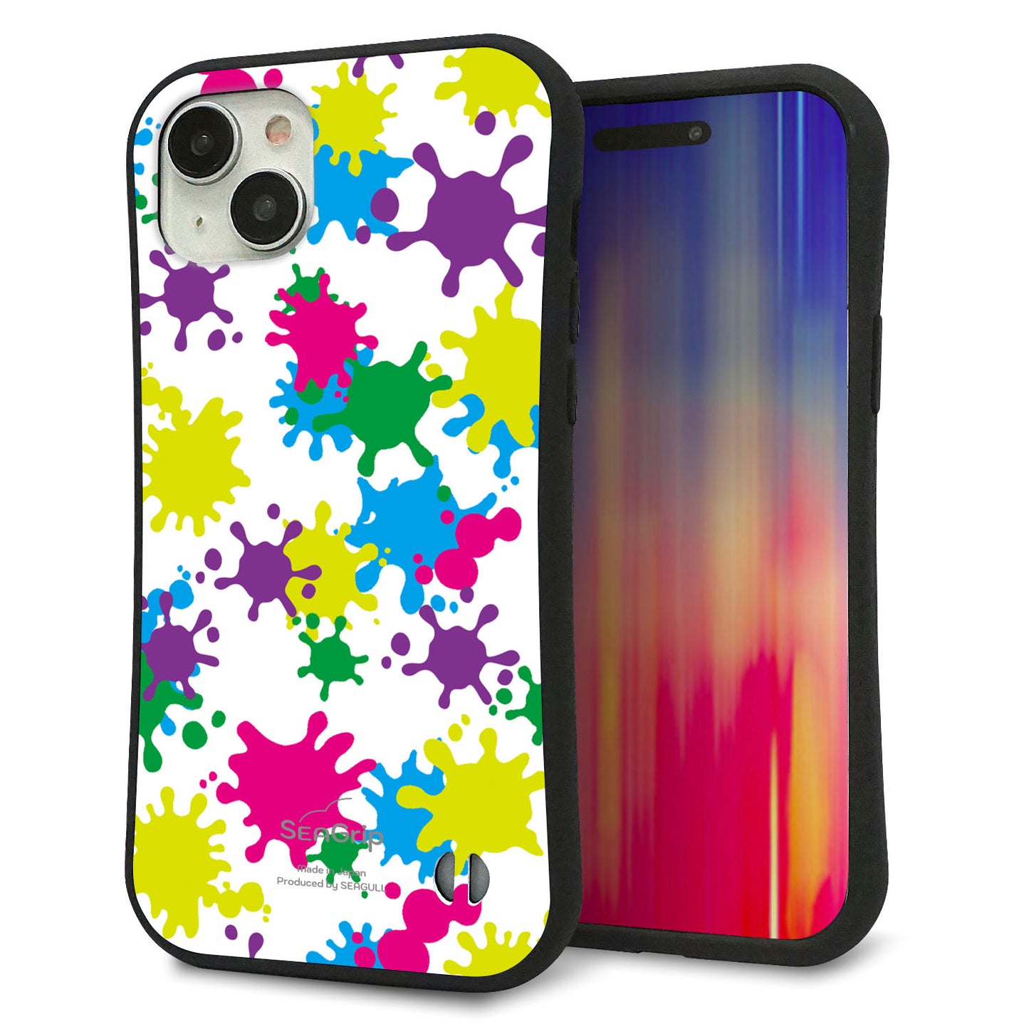 iPhone15 Plus スマホケース 「SEA Grip」 グリップケース Sライン 【MA878 ペイントホワイト】 UV印刷