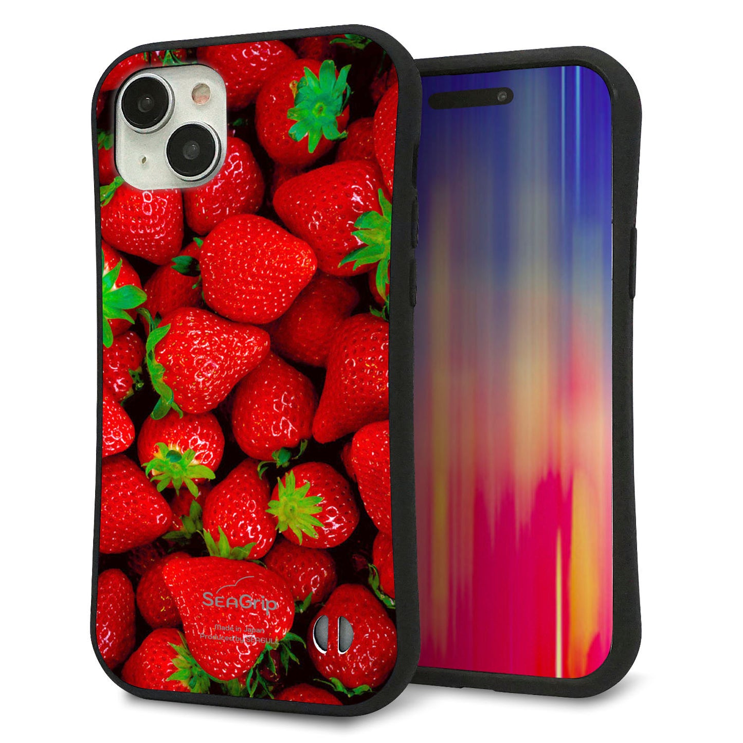 iPhone15 Plus スマホケース 「SEA Grip」 グリップケース Sライン 【MA881 ストロベリー】 UV印刷