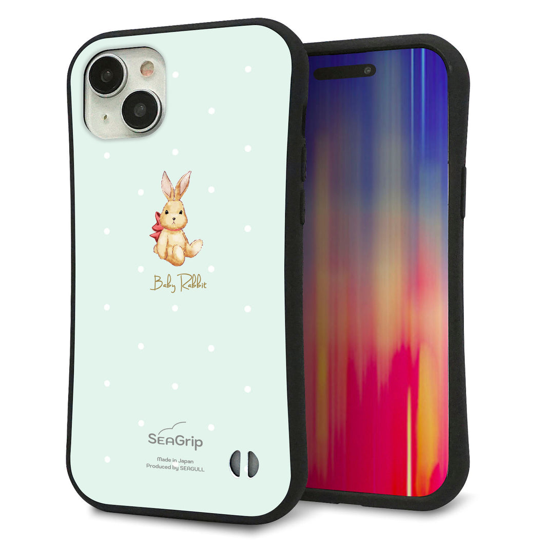 iPhone15 Plus スマホケース 「SEA Grip」 グリップケース Sライン 【SC979 Baby Rabbit グリーン ガラプリ】 UV印刷