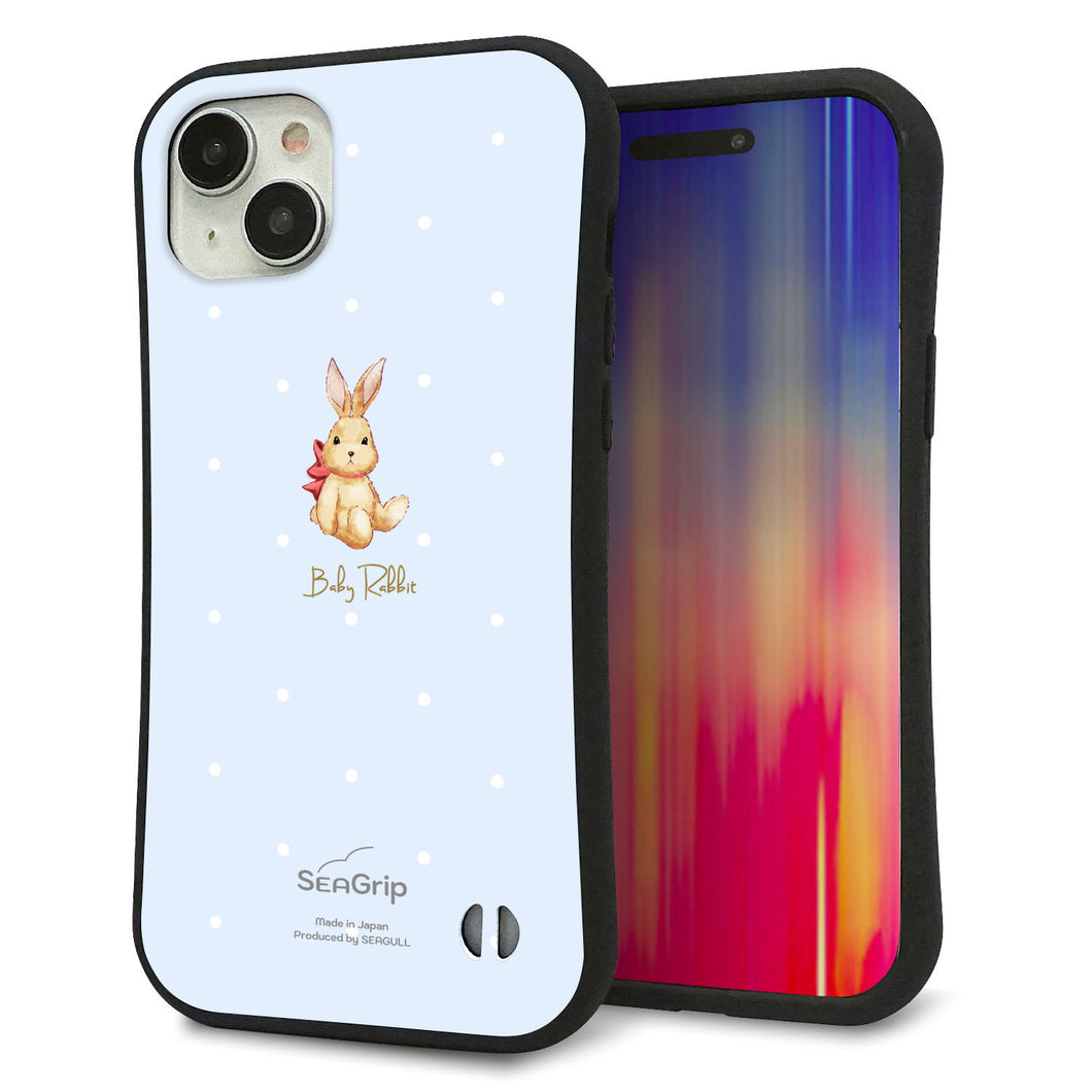 iPhone15 Plus スマホケース 「SEA Grip」 グリップケース Sライン 【SC980 Baby Rabbit ブルー ガラプリ】 UV印刷