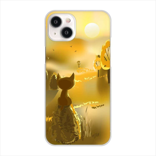 iPhone15 Plus 高画質仕上げ 背面印刷 ハードケース 【400 たそがれの猫】