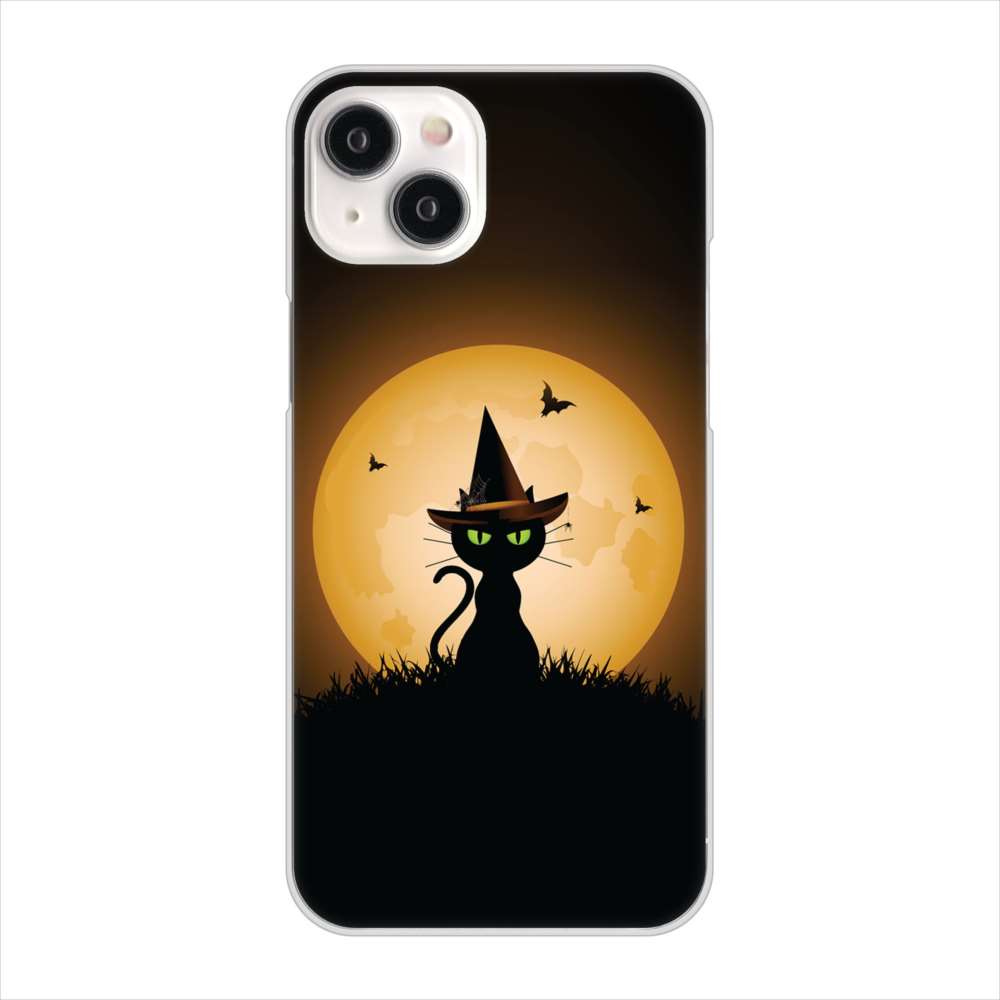 iPhone15 Plus 高画質仕上げ 背面印刷 ハードケース夜とネコ