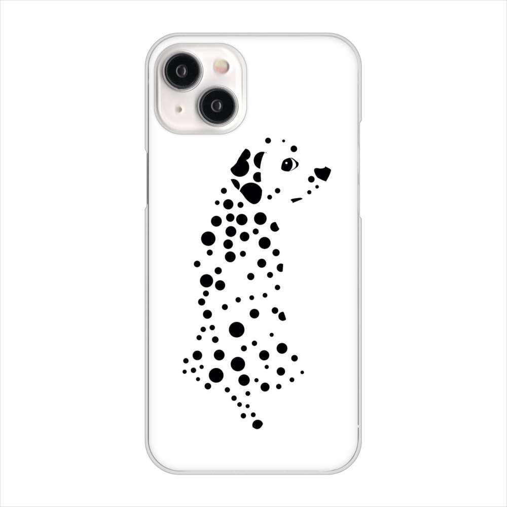 iPhone15 Plus 高画質仕上げ 背面印刷 ハードケース 【1038 振り向くダルメシアン（WH）】