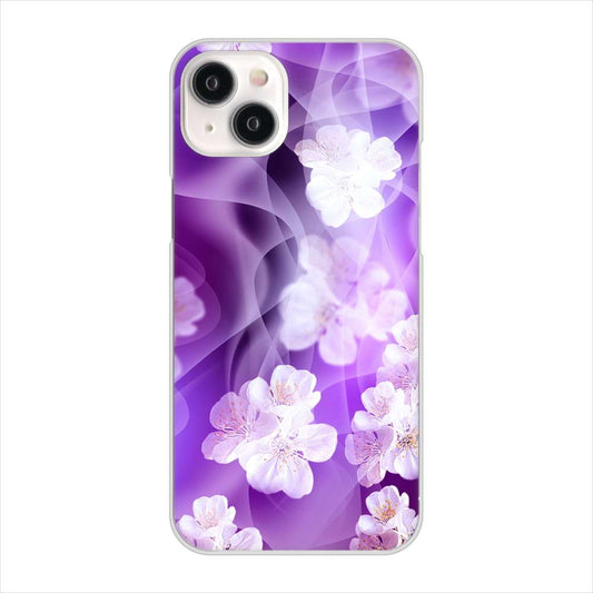 iPhone15 Plus 高画質仕上げ 背面印刷 ハードケース 【1211 桜とパープルの風】