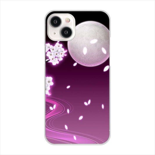 iPhone15 Plus 高画質仕上げ 背面印刷 ハードケース 【1223 紫に染まる月と桜】