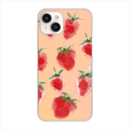 iPhone15 Plus 高画質仕上げ 背面印刷 ハードケースイチゴ 水彩