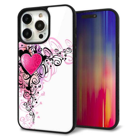 iPhone15 Pro Max 強化ガラス＆TPUスマホケース ガラプリ【007 スタイリッシュハート】