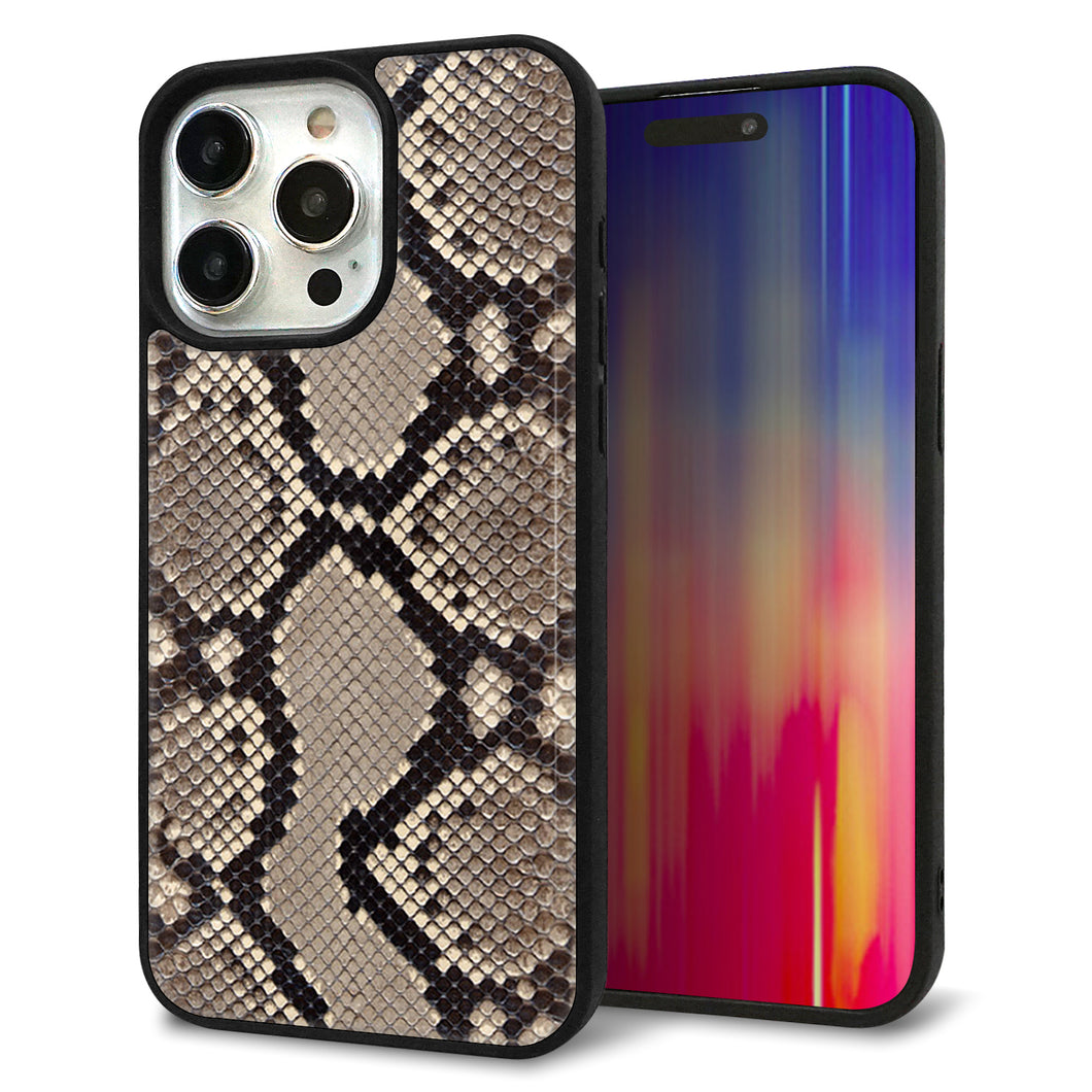 iPhone15 Pro Max 強化ガラス＆TPUスマホケース ガラプリ【049 ヘビ柄】