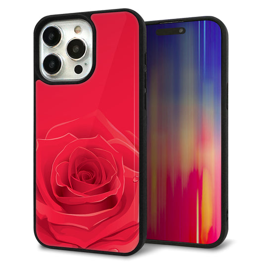 iPhone15 Pro Max 強化ガラス＆TPUスマホケース ガラプリ【395 赤いバラ】