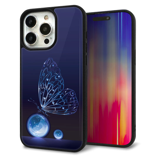 iPhone15 Pro Max 強化ガラス＆TPUスマホケース ガラプリ【418 神秘の蝶】