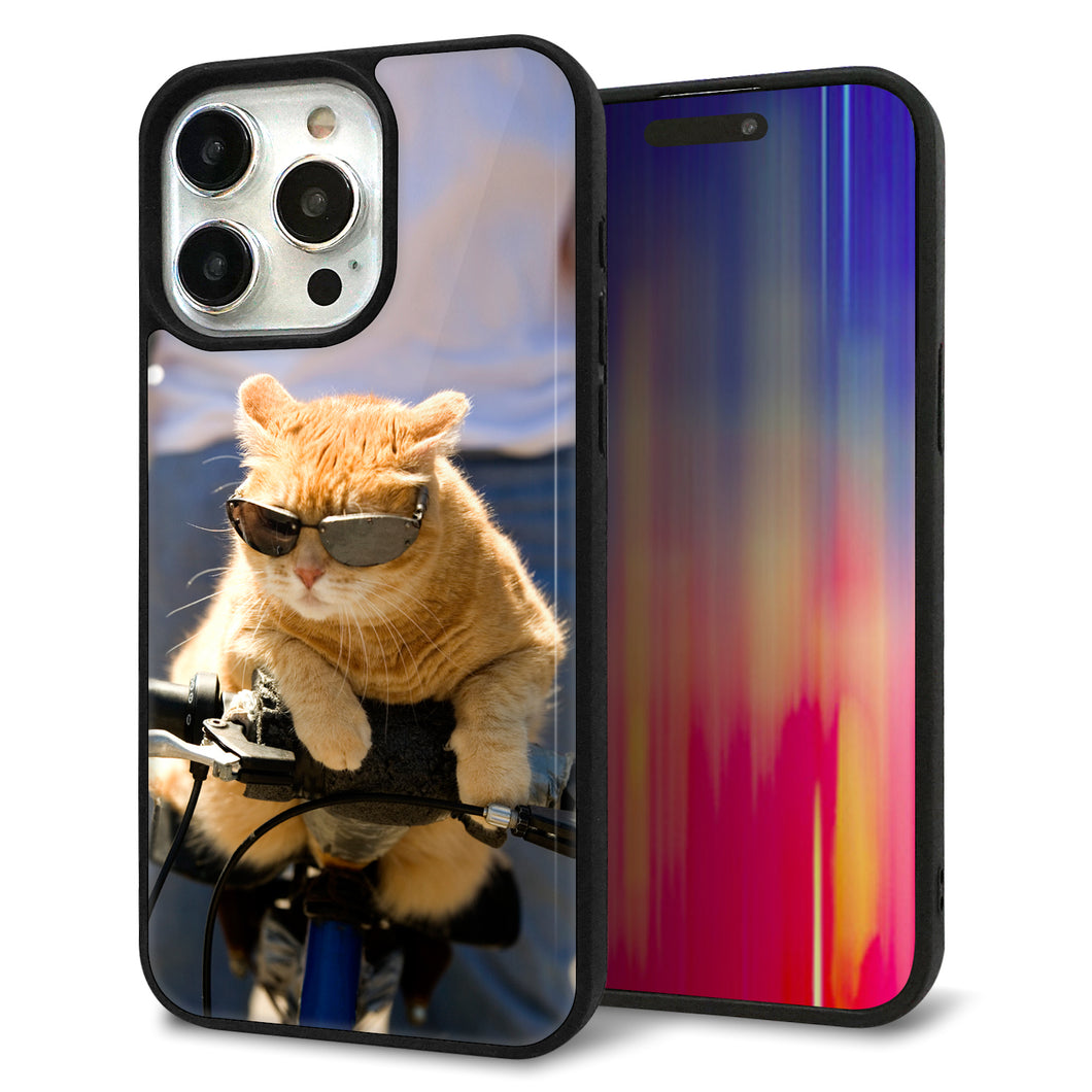 iPhone15 Pro Max 強化ガラス＆TPUスマホケース ガラプリ【595 にゃんとサイクル】