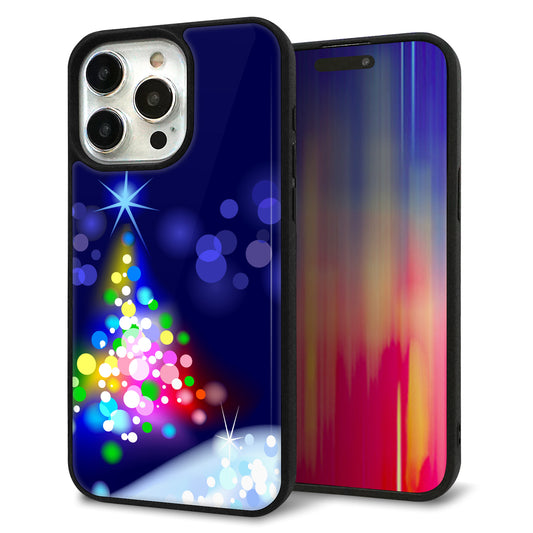 iPhone15 Pro Max 強化ガラス＆TPUスマホケース ガラプリ【720 白銀のクリスマスツリー】