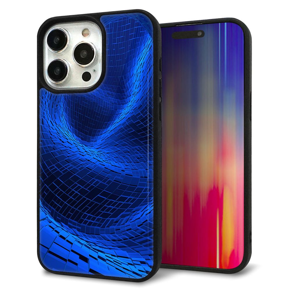 iPhone 15 Pro Max 強化ガラス＆TPUスマホケース ガラプリ【1302 ワープブルー】