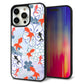 iPhone 15 Pro Max 強化ガラス＆TPUスマホケース ガラプリ【HA215 金魚 花柄 ブルー】