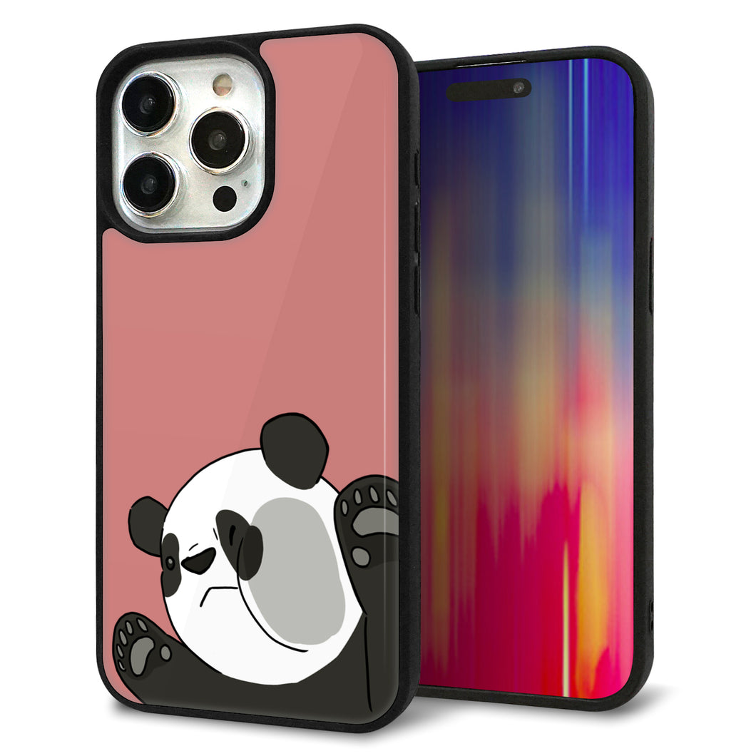 iPhone15 Pro Max 強化ガラス＆TPUスマホケース ガラプリ【HA300 むぎゅっとパンダ】