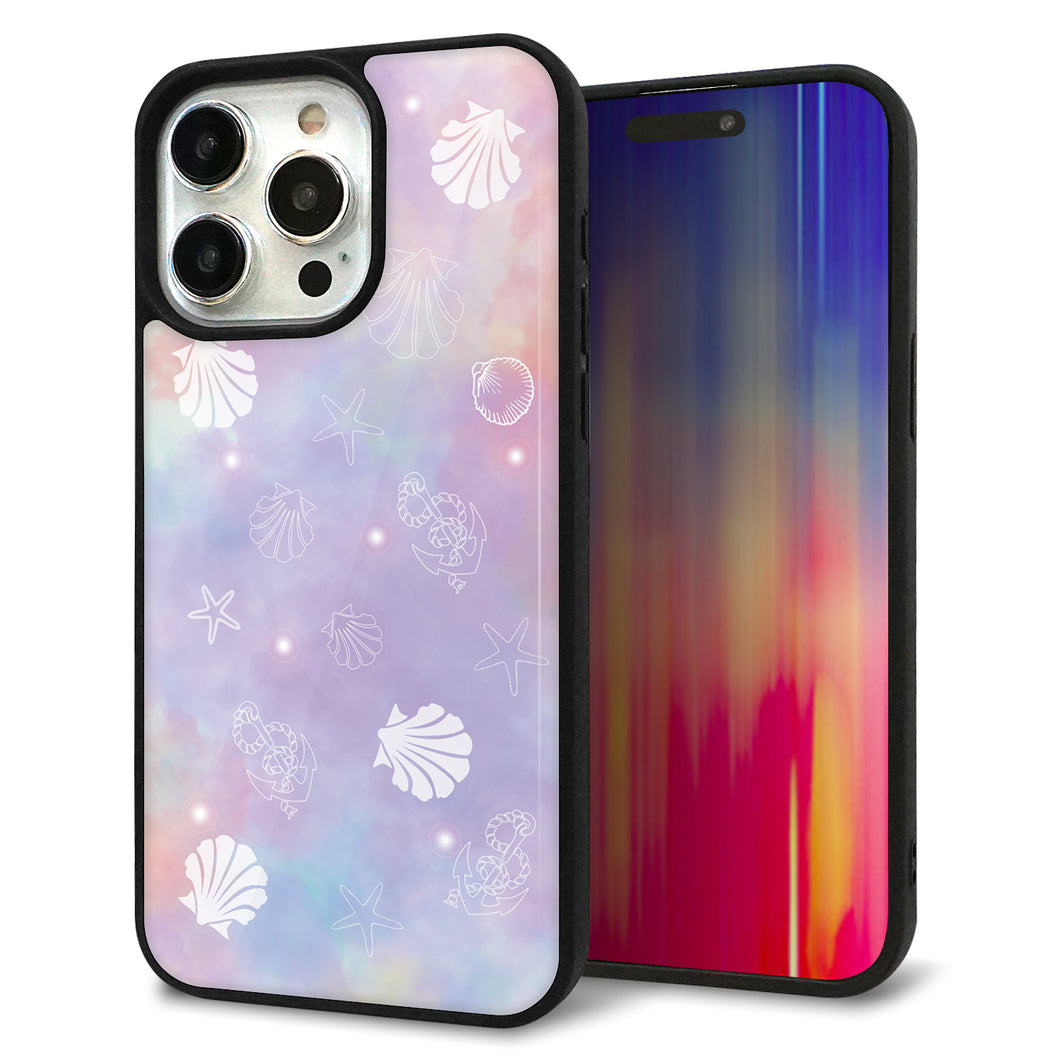 iPhone15 Pro Max 強化ガラス＆TPUスマホケース ガラプリ【KM883 シェル柄】