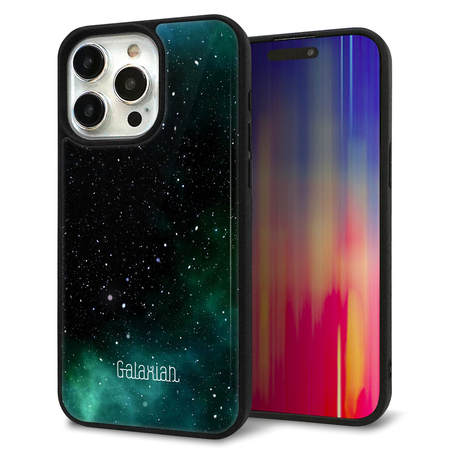 iPhone15 Pro Max 強化ガラス＆TPUスマホケース ガラプリ【KM927 Galaxias Green】